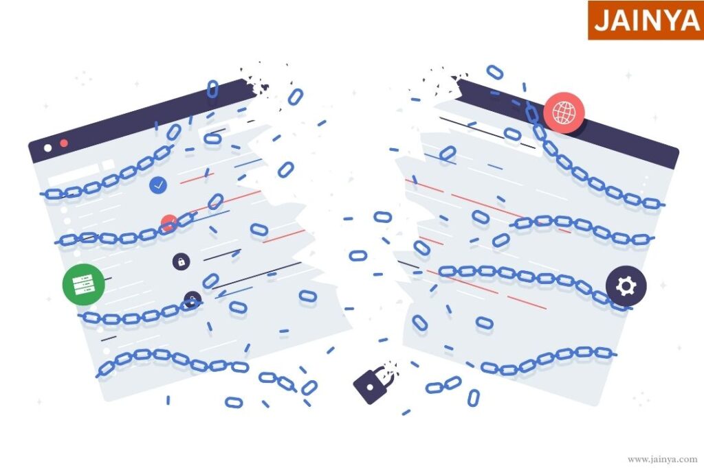 Broken website links showing a 404 error page