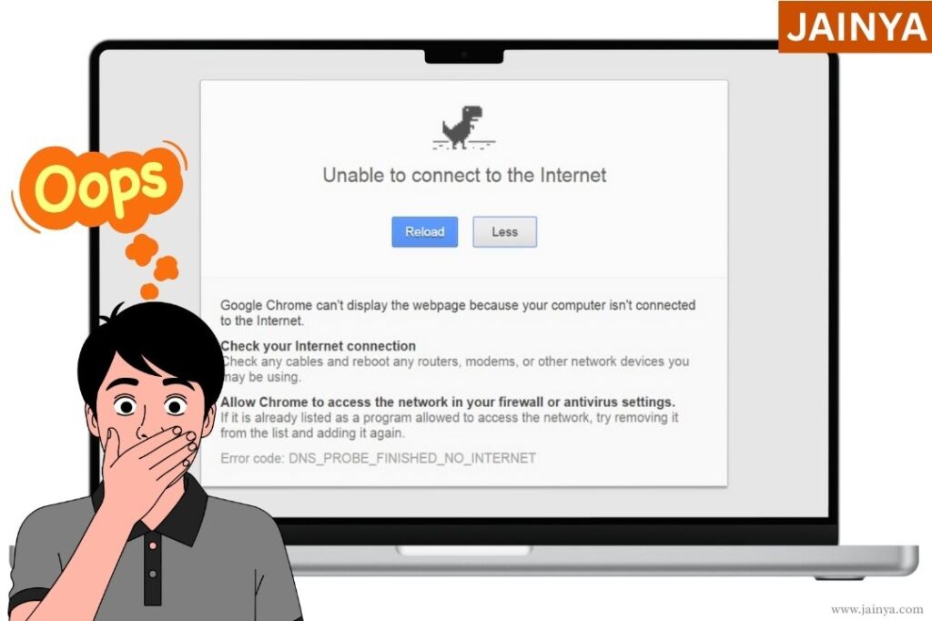 DNS error message showing website not found