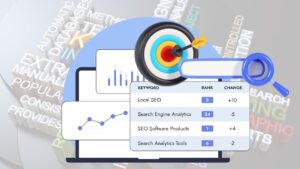 Illustration representing keywordless campaigns, automation, and digital marketing with icons for Performance Max and Demand Gen.