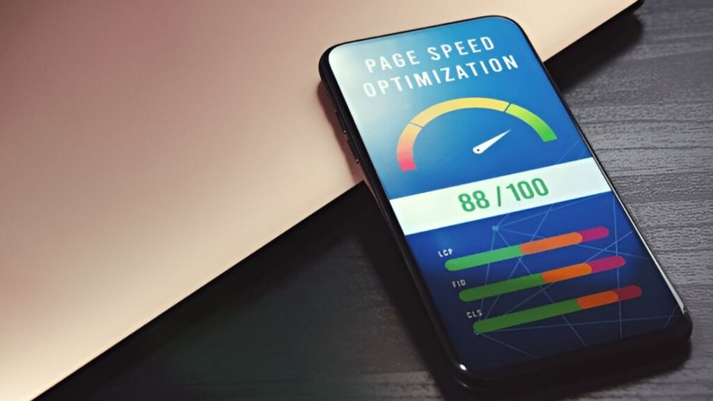 A visual representation of optimizing website speed through WordPress hosting and performance techniques, featuring graphs and icons related to speed and efficiency.