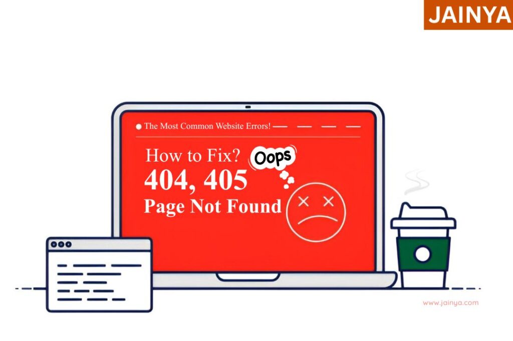 404 and 500 website error pages displayed on screen